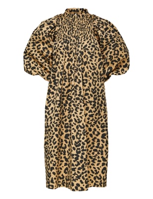 Cotton Animal Print High Neck Smock Dress | SELECTED FEMME | M&S