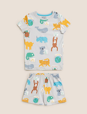 Cotton Animal Print Short Pyjama Set (1-7 Yrs) Image 2 of 4