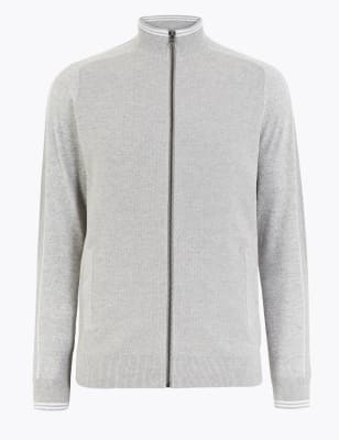 grey zip up cardigan