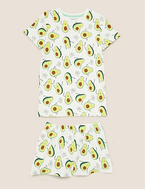 Cotton Avocado Short Pyjama Set (7-16 Yrs) Image 2 of 4
