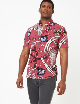 Cotton Big Fish Print Shirt, M&S Collection