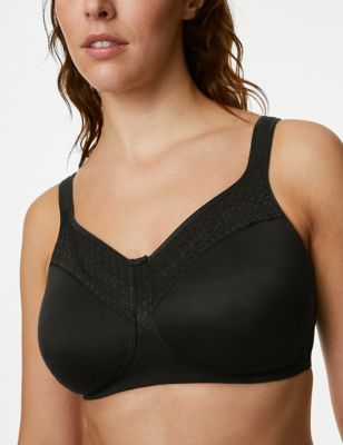 Women's Blend & Cotton Non Padded Non Wired Full Coverage Bra, Embroided-Net