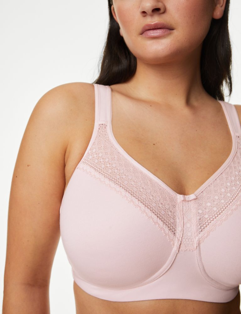 Cotton Blend & Lace Non Wired Total Support Bra B-H 3 of 7