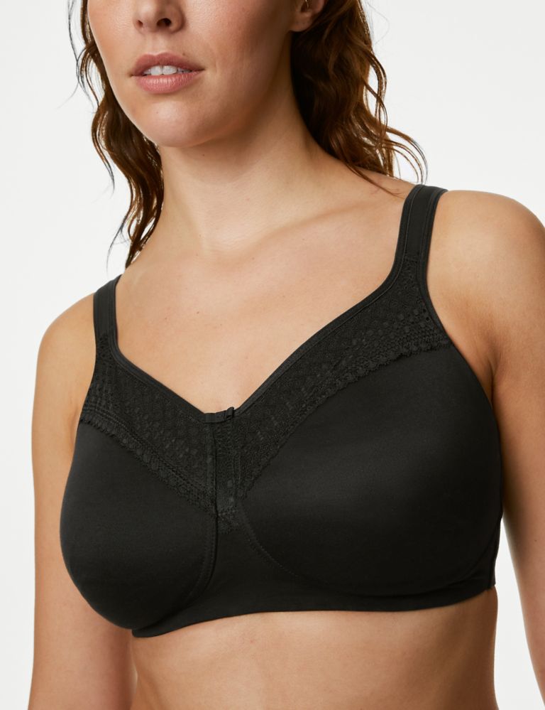 Cotton Blend & Lace Non Wired Total Support Bra B-H 3 of 8