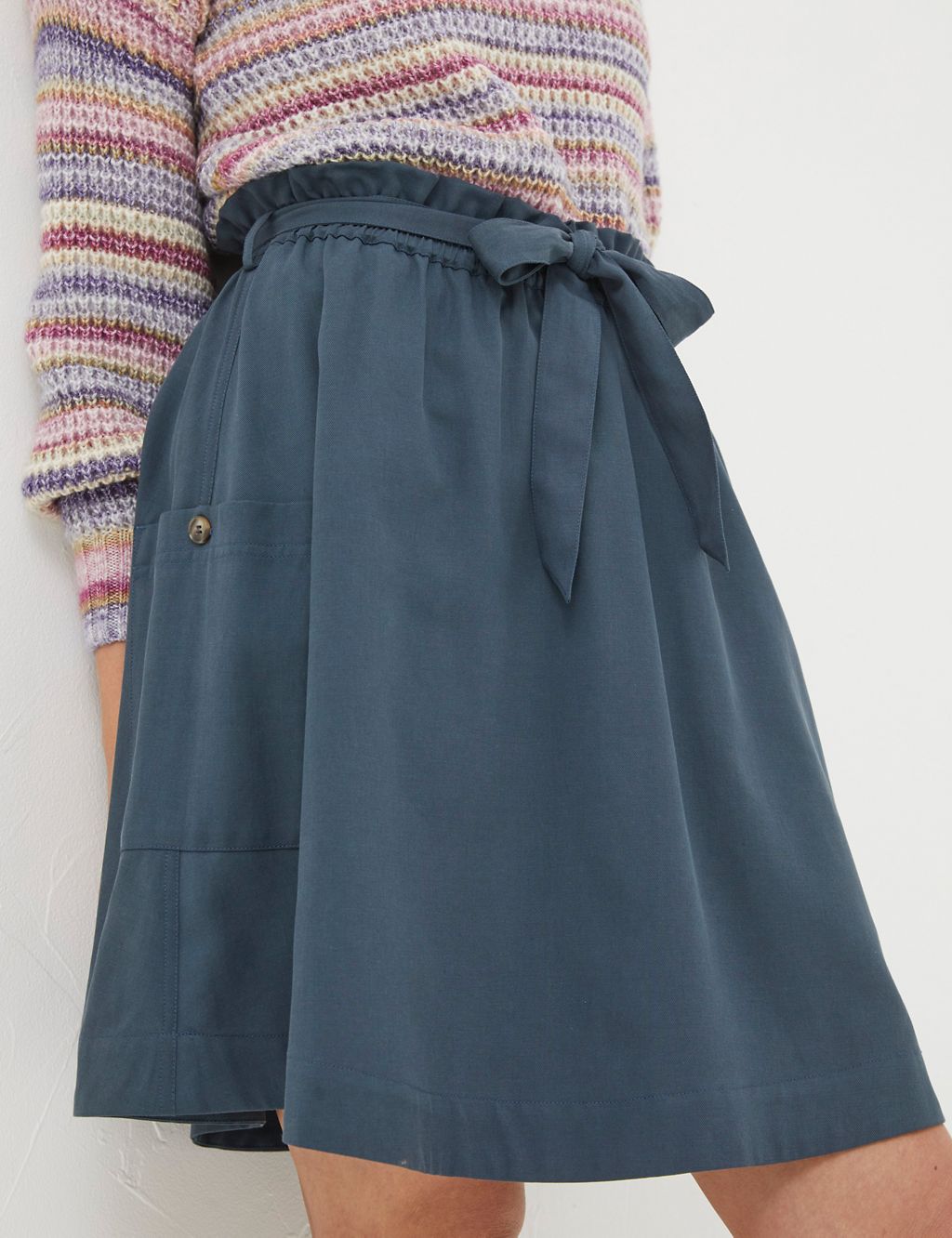 Cotton Blend Belted Mini Utility Skirt 2 of 5