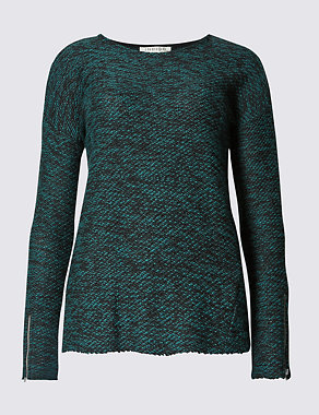 Cotton Blend Boucle Long Sleeve Jersey Top Image 2 of 4