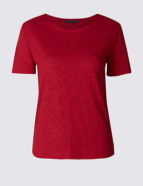 Cotton Blend Burnout Print T-Shirt Image 2 of 4