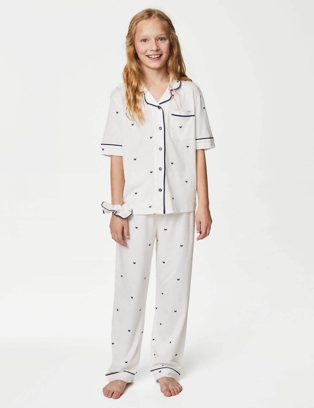 Cotton Blend Butterfly Pyjamas with Scrunchie (6-16 Yrs) 2 of 6