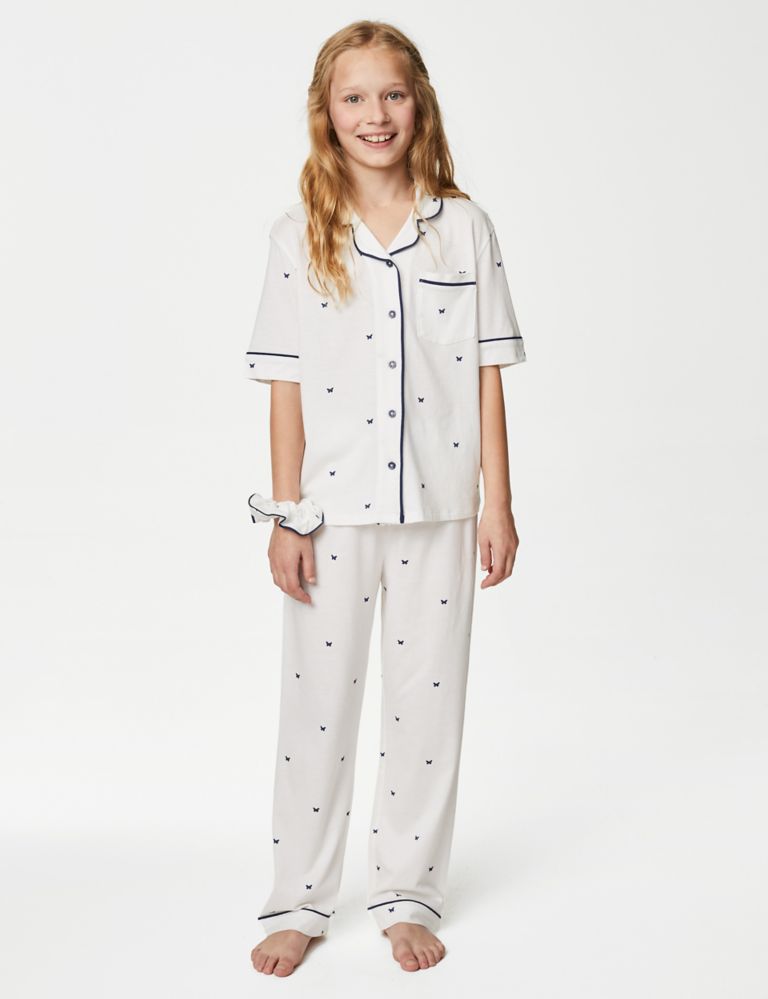 Cotton Blend Butterfly Pyjamas with Scrunchie (6-16 Yrs) 3 of 6