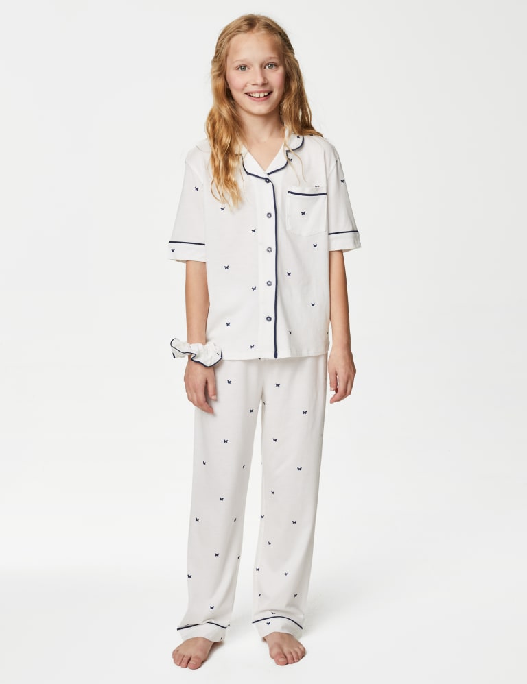 Cotton Blend Butterfly Pyjamas with Scrunchie 6 16 Yrs