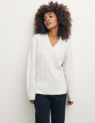 cream v neck jumper womens