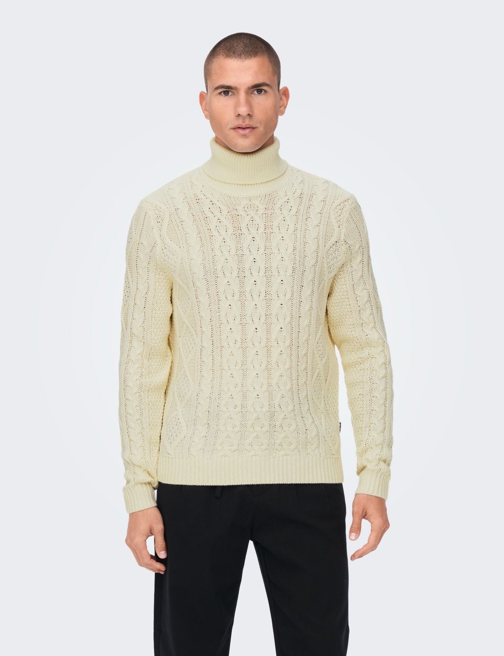 Cotton Blend Cable Roll Neck Jumper | ONLY & SONS | M&S