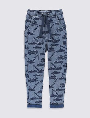 Cotton Blend Car Print Joggers (1-7 Years) Image 2 of 3