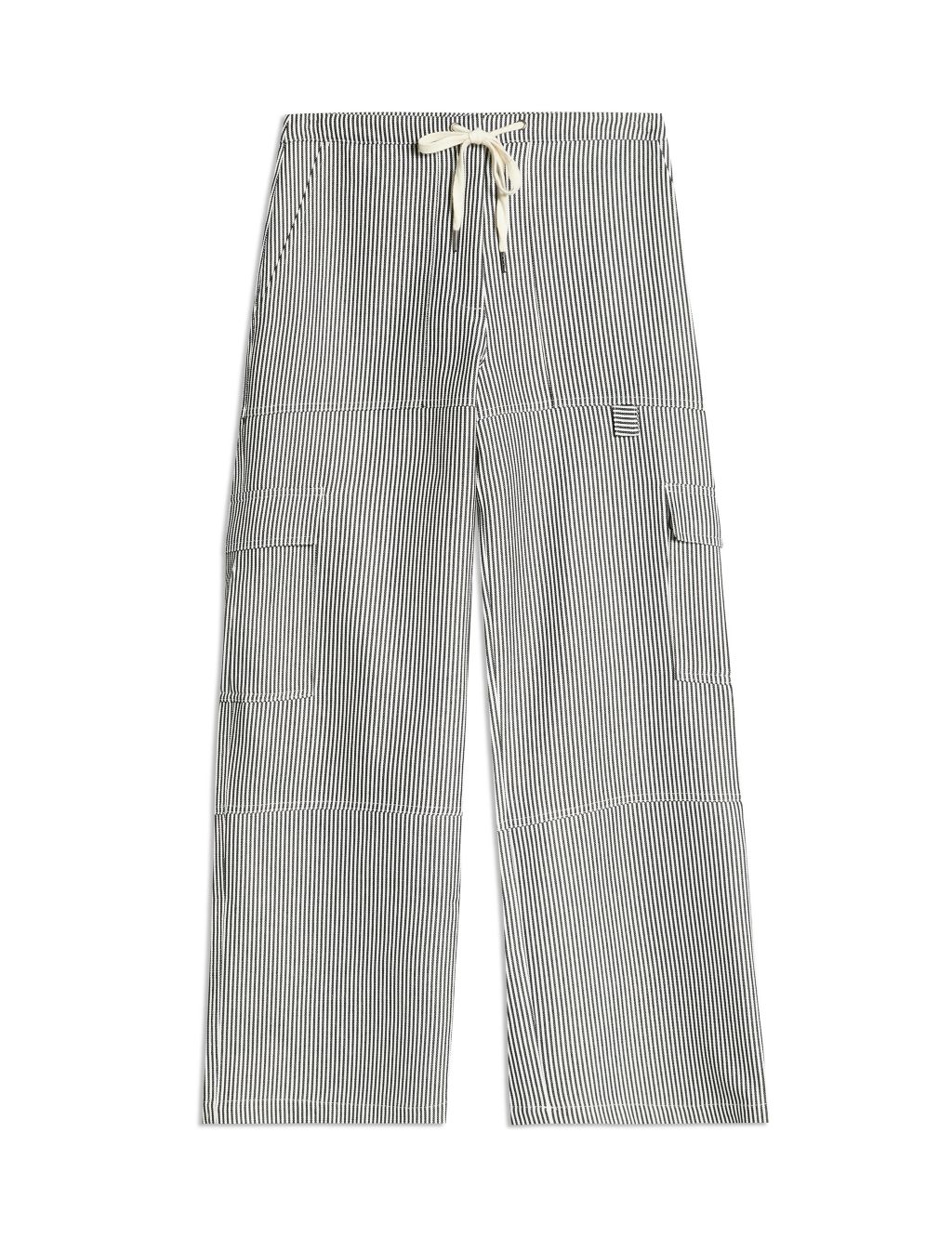 Cotton Blend Cargo Striped Trousers 1 of 4