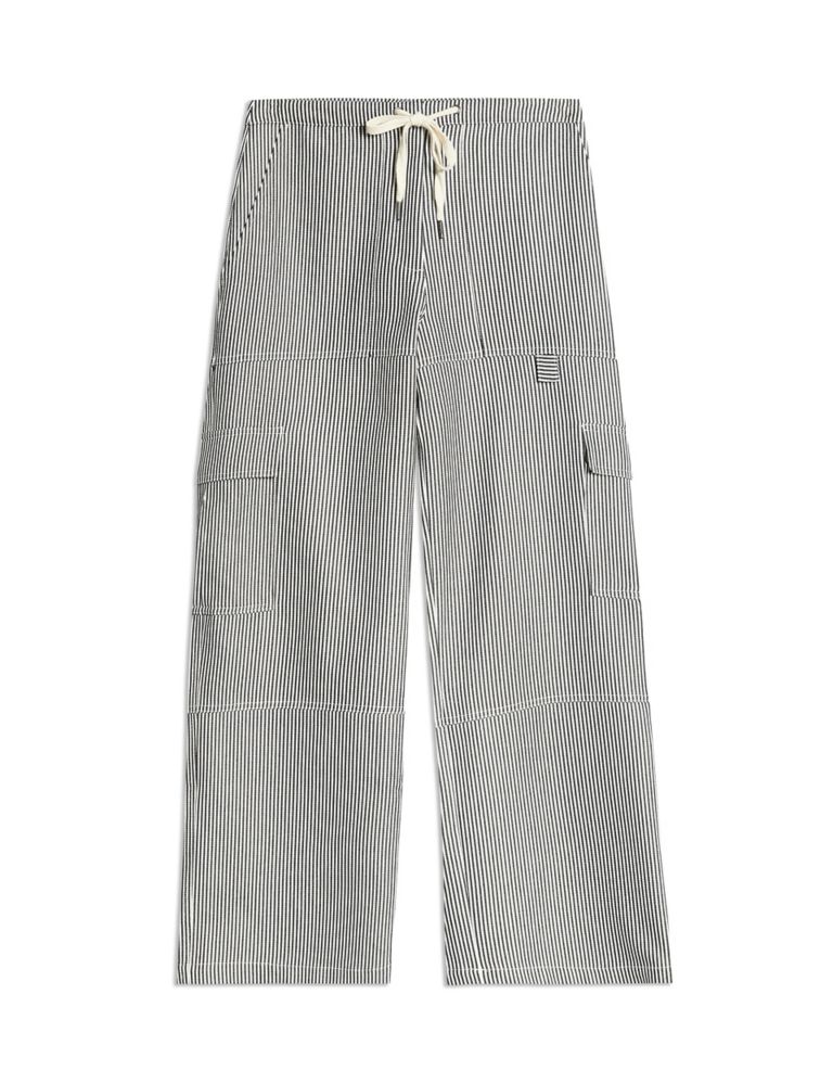 Cotton Blend Cargo Striped Trousers 2 of 4