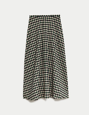 Cotton Blend Checked Maxi Column Skirt Image 2 of 5