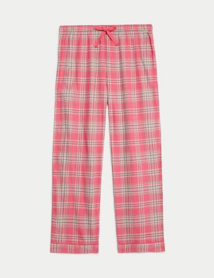Cotton Blend Checked Pyjama Bottoms, M&S Collection