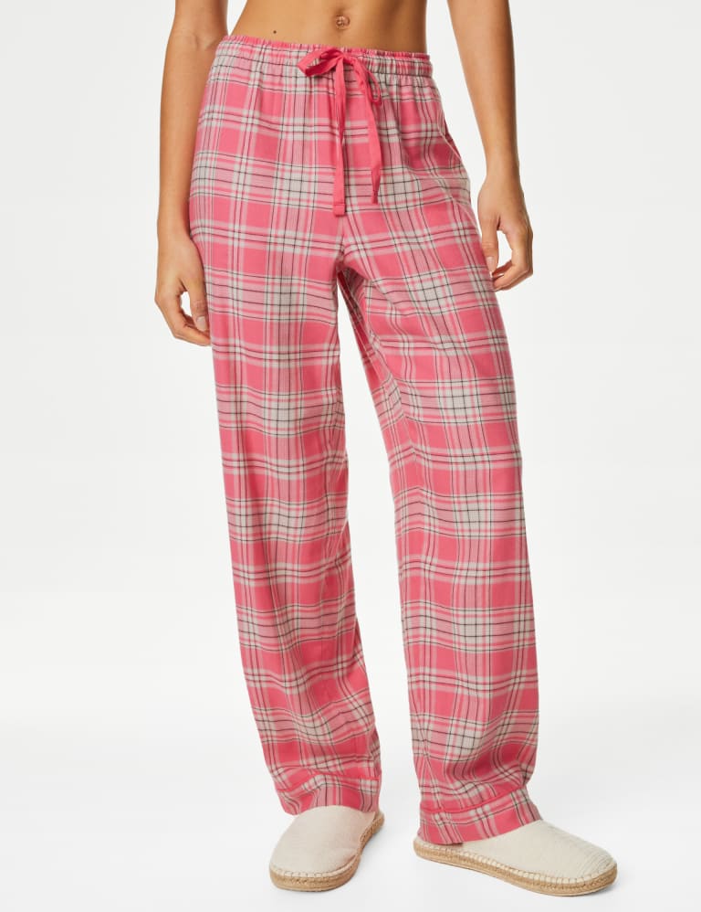 Cotton Blend Checked Pyjama Bottoms