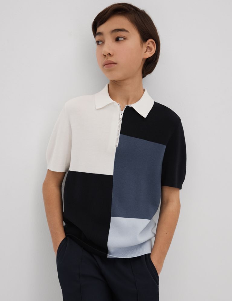 Cotton Blend Colour Block Polo Shirt (3-14 Yrs) 3 of 4