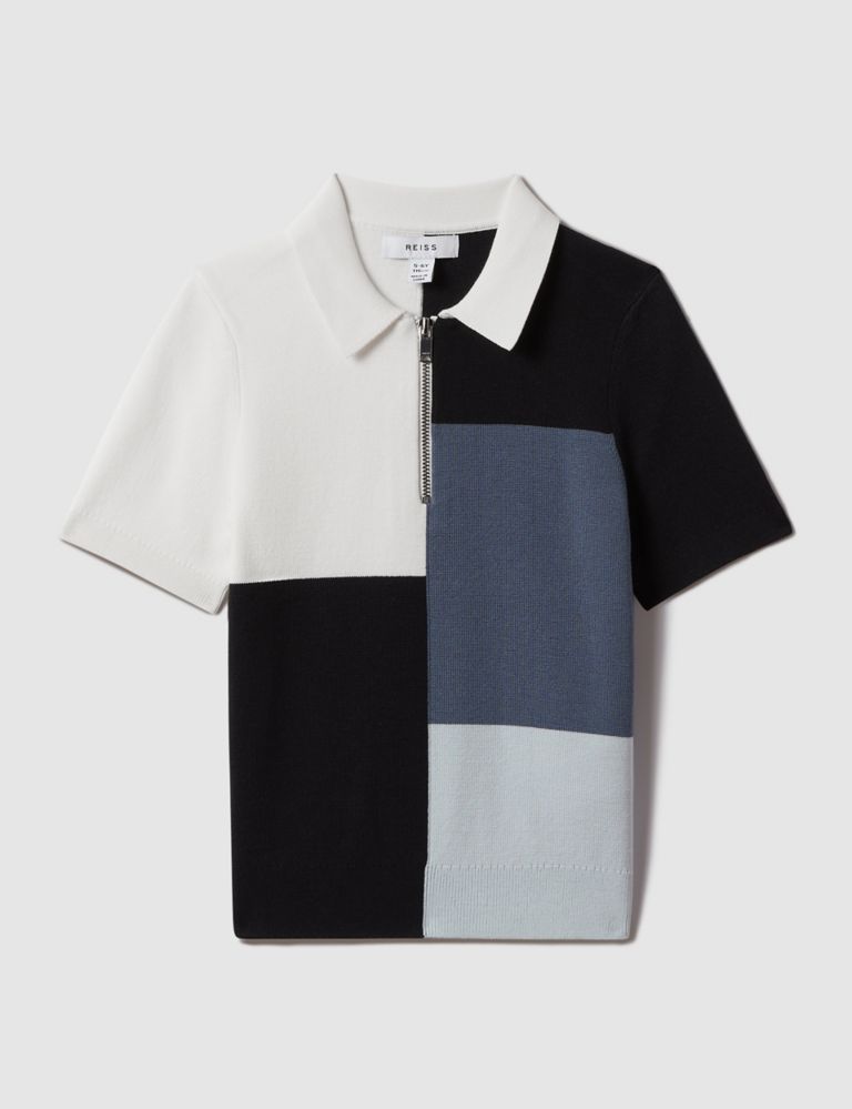 Cotton Blend Colour Block Polo Shirt (3-14 Yrs) 2 of 4
