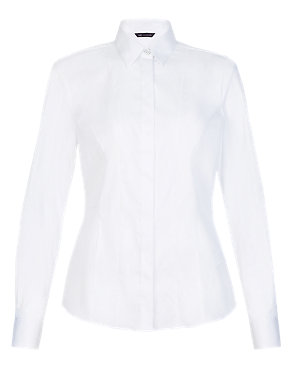 Cotton Blend Corset Long Sleeve Shirt Image 2 of 7