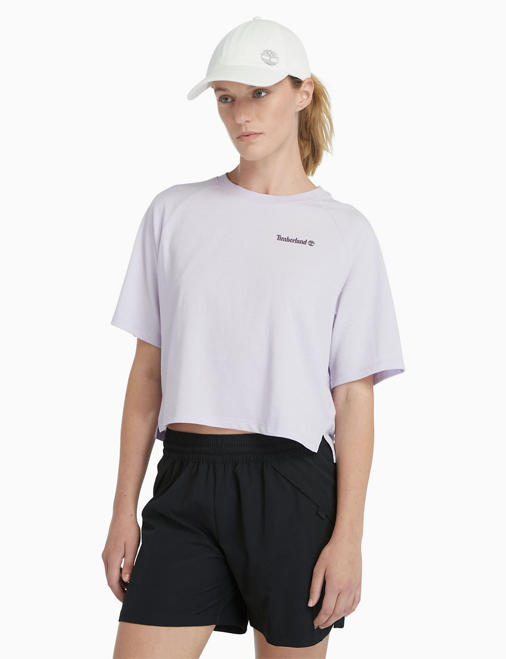 Cotton Blend Crew Neck Cropped T-Shirt 3 of 4
