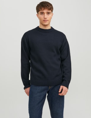 Navy crew cheap neck jumper