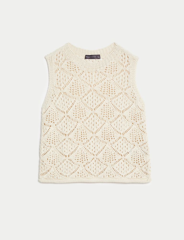 Cotton Blend Crew Neck Knitted Vest | M&S Collection | M&S