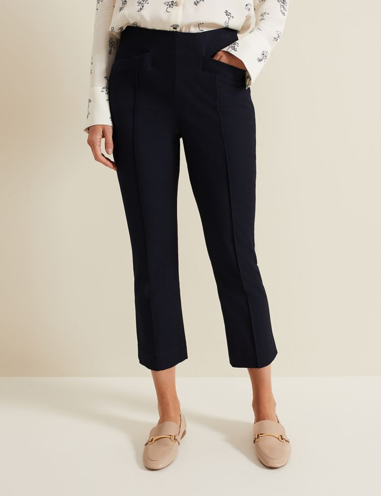 Cotton Blend Cropped Trousers with Stretch 3 of 6