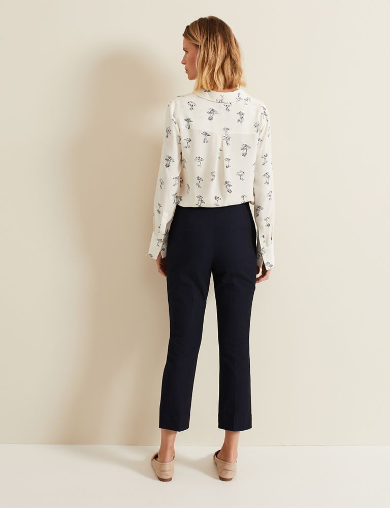 Cotton Blend Cropped Trousers with Stretch 4 of 6