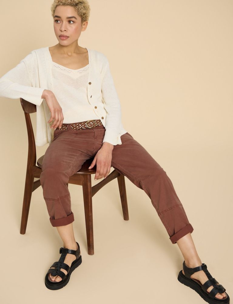 Cotton Blend Cropped Trousers 1 of 5