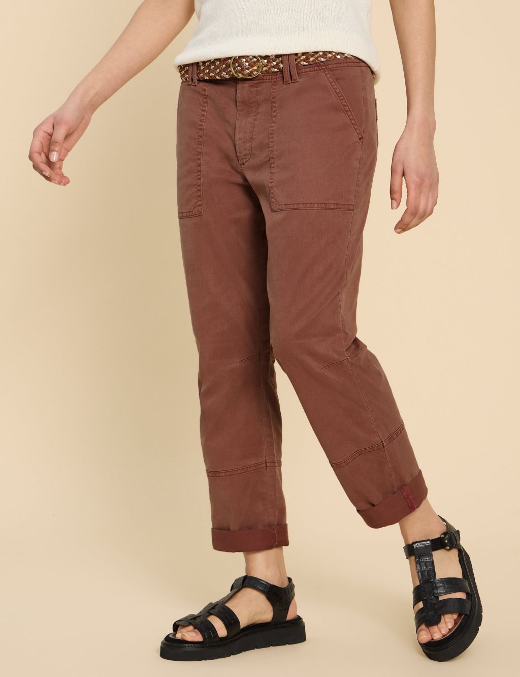 Cotton Blend Cropped Trousers 2 of 5