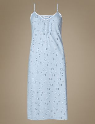 Cotton Blend Daisy Print Strappy Chemise Image 2 of 3