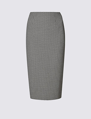 Cotton Blend Diamond Print Pencil Skirt Image 2 of 3
