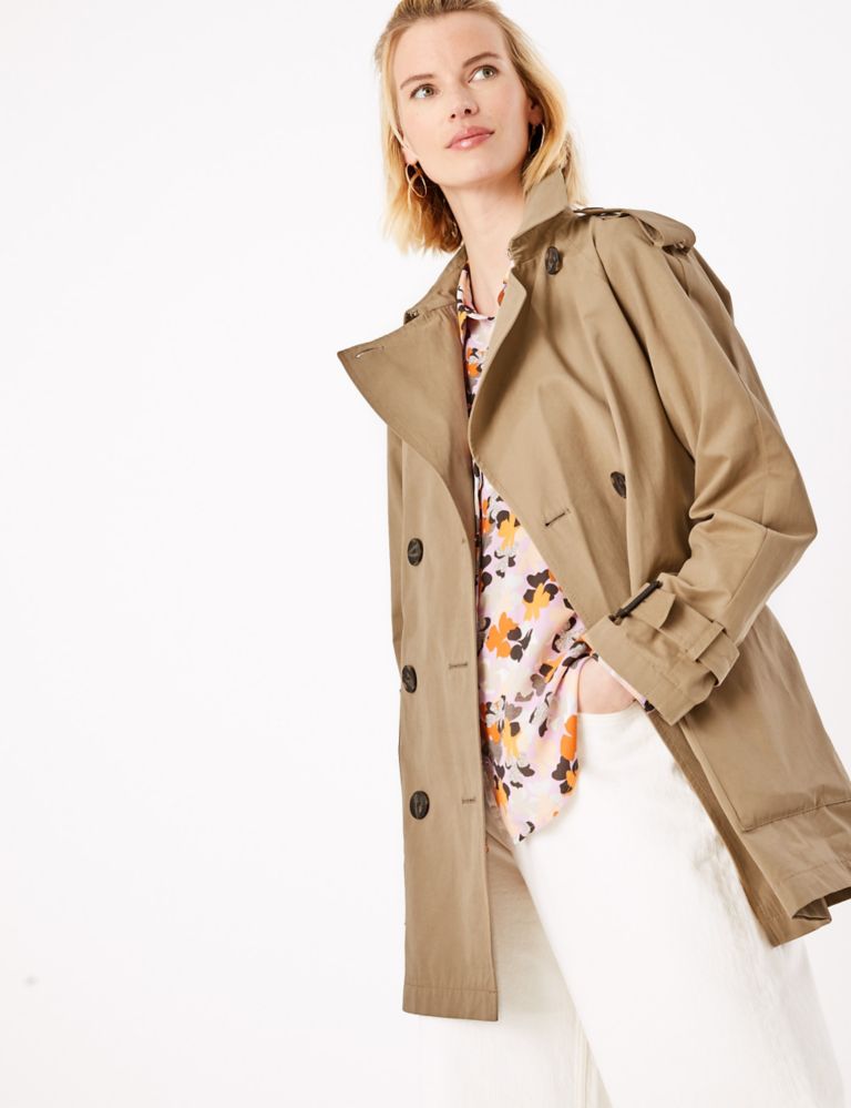 Cotton Blend Double Breasted Trench Coat | M&S Collection | M&S