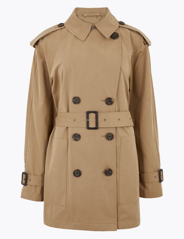 Cotton Blend Double Breasted Trench Coat | M&S Collection | M&S