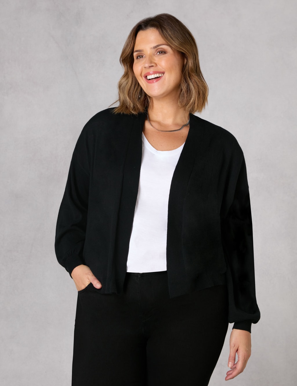 Ladies black edge to edge cardigan online