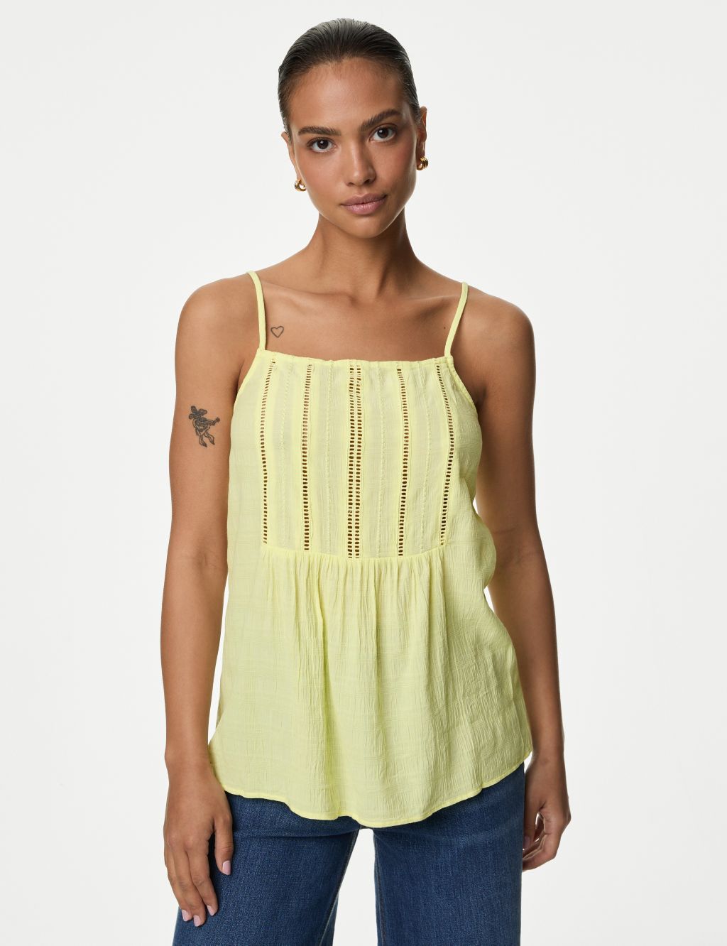 Cotton Blend Embroidered Square Neck Cami Top 4 of 5