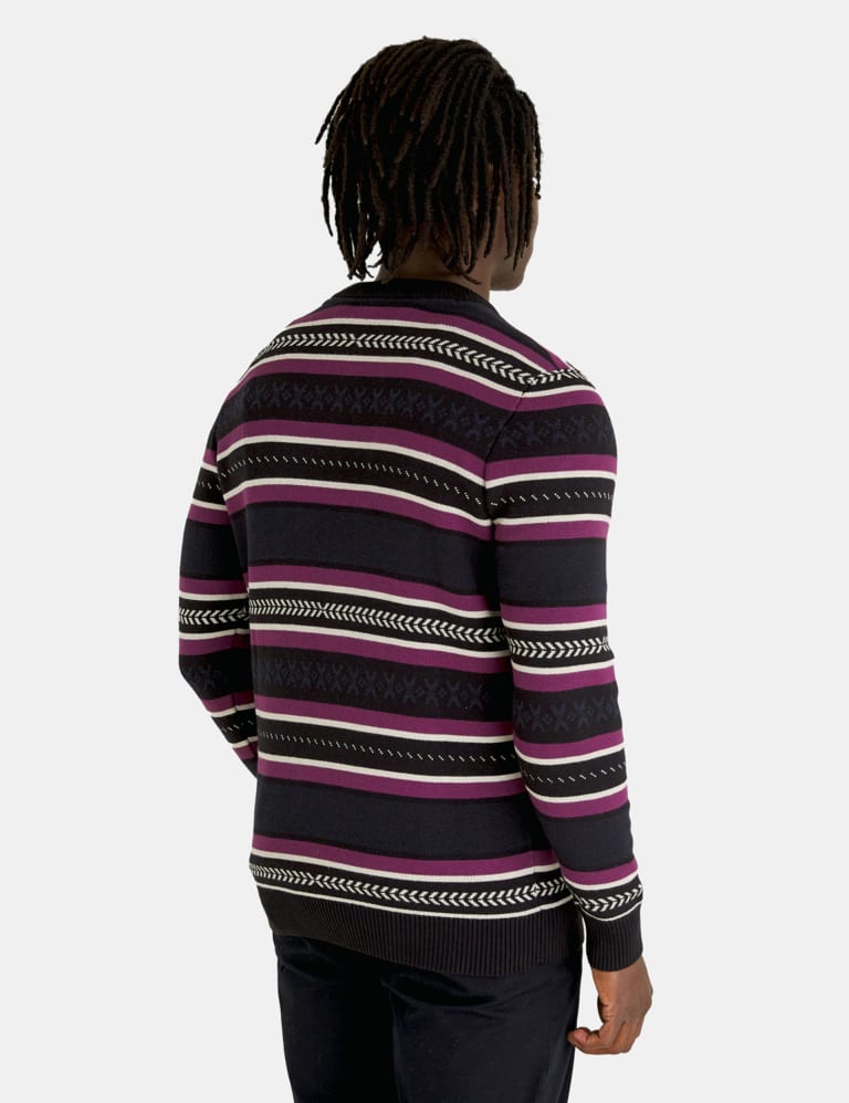 Cotton Blend Fair Isle Crew Neck Jumper