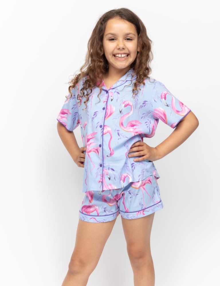 Pink Flamingo Womans Pajamas Shorts with Drawstring Sleep Shorts