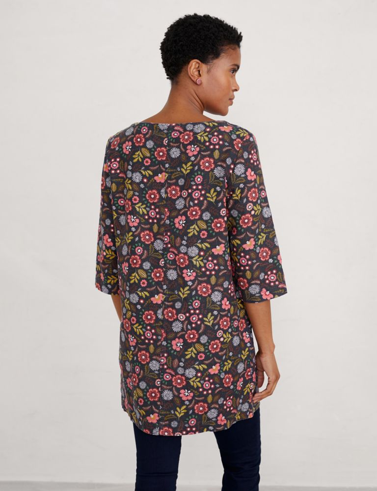 Cotton Blend Floral 3/4 Sleeve Tunic 3 of 3