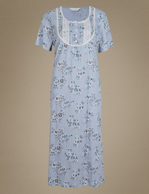 Cotton Blend Floral Long Nightdress Image 2 of 3