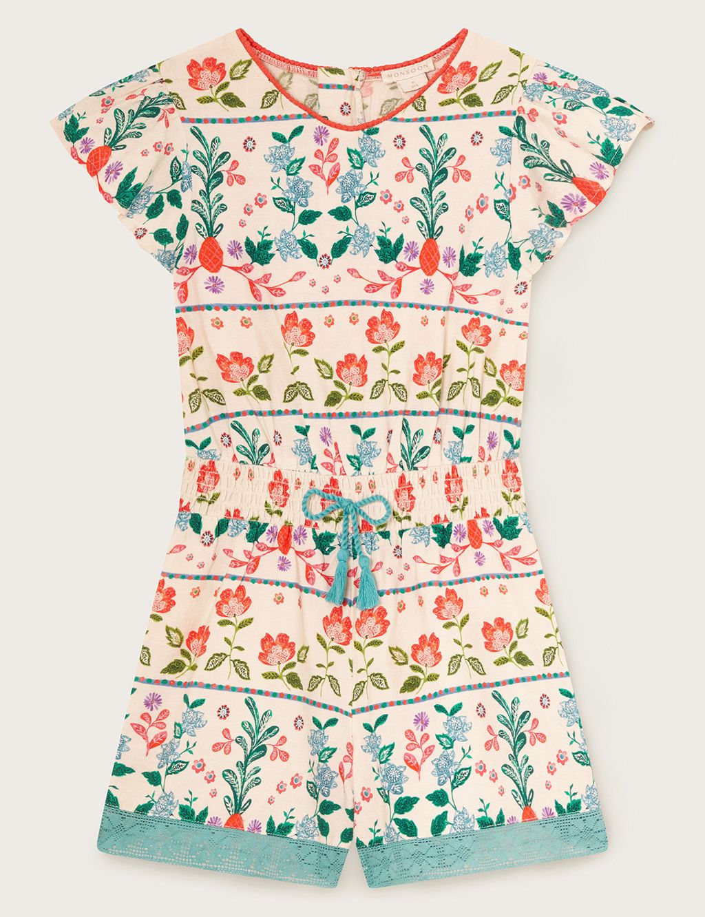 Cotton Blend Floral Playsuit (3-13 Yrs) 3 of 3