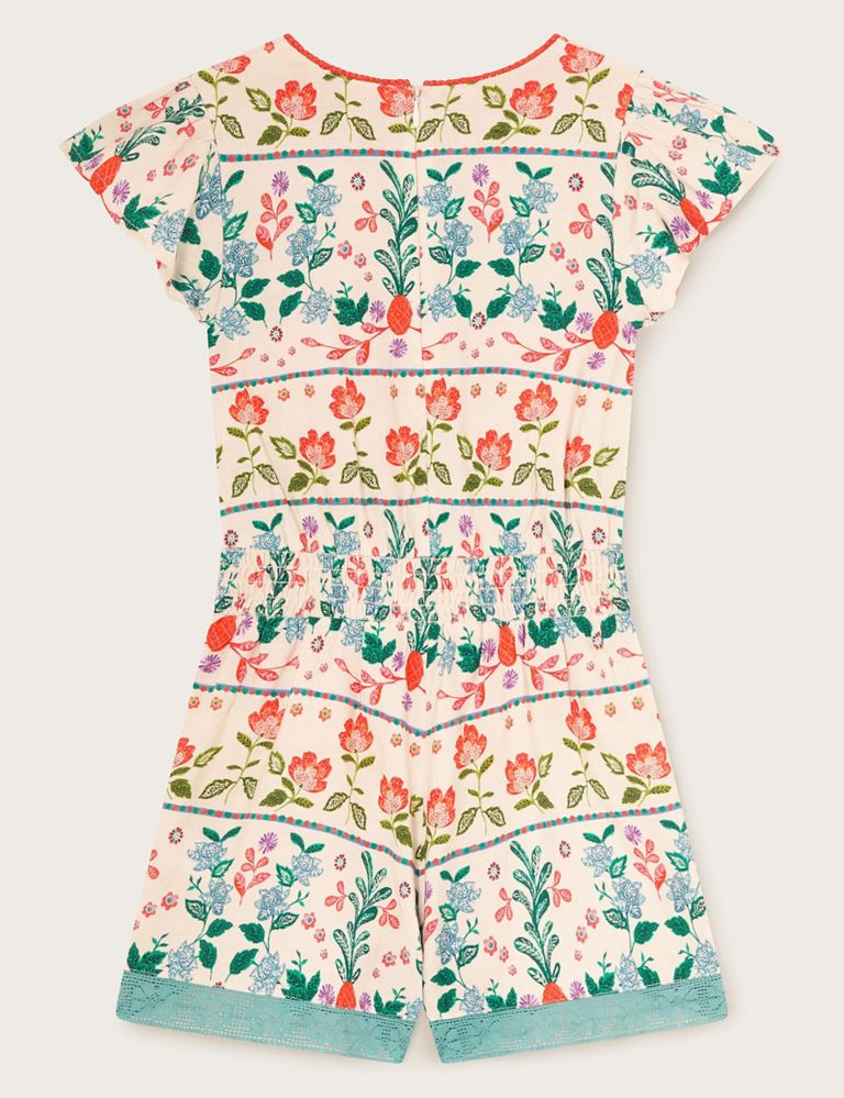 Cotton Blend Floral Playsuit (3-13 Yrs) 2 of 3