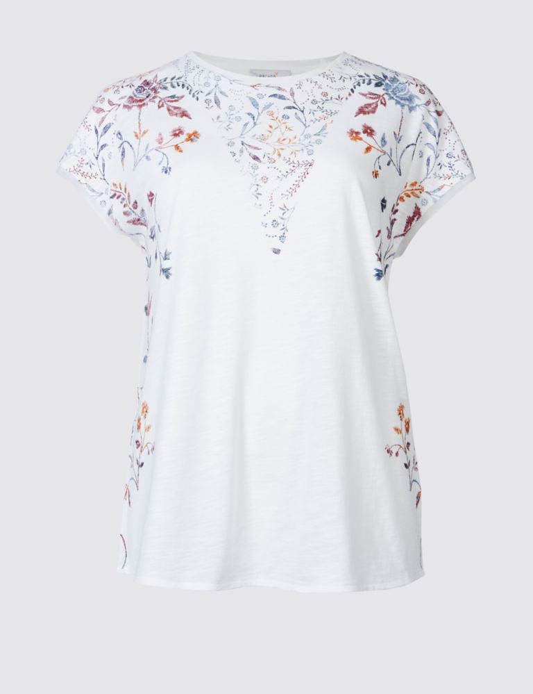 Cotton Blend Floral Print Jersey Top 2 of 2