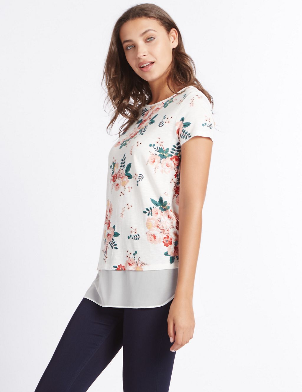 Cotton Blend Floral Print T-Shirt 3 of 4