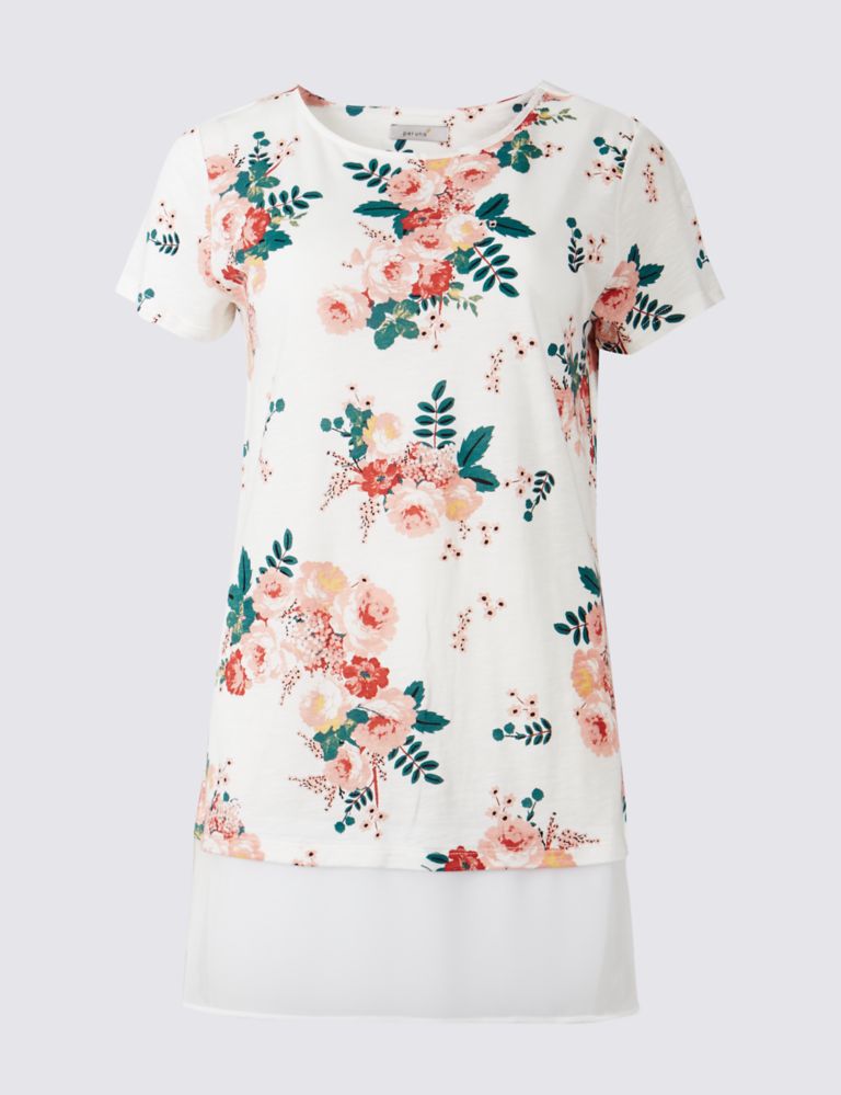 Cotton Blend Floral Print T-Shirt 2 of 4