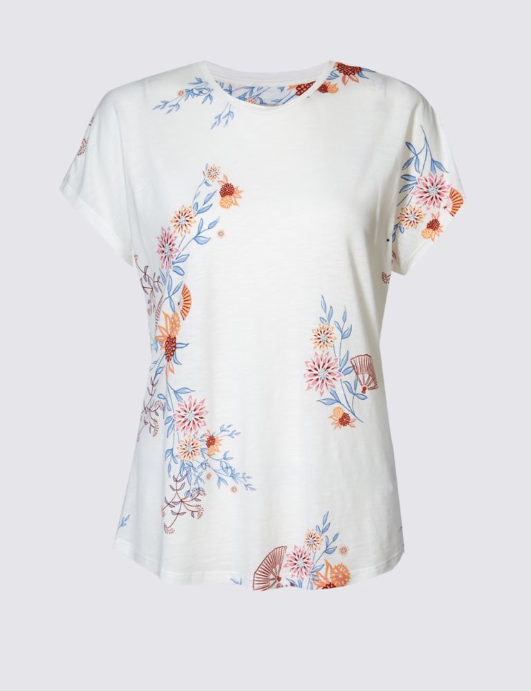 Cotton Blend Floral Print T-Shirt 2 of 4