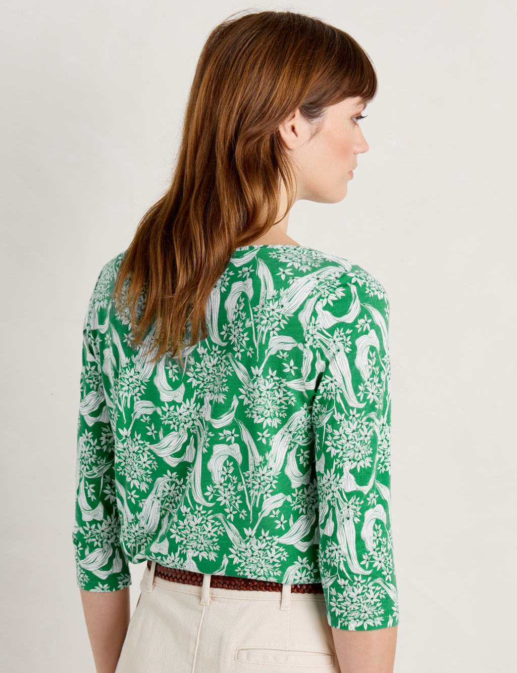 Floral Jacquard Scoop Neck Top