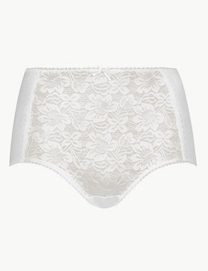 Cotton Blend Front Lace Full Briefs Image 2 of 3